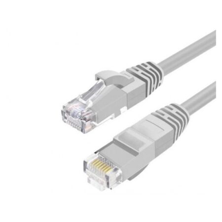 5 meter Cat6 Ethernet cable with RJ45 connectors beside a smart home router and network switch