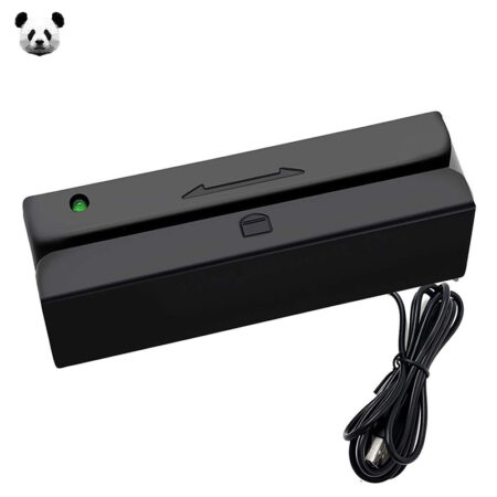 PANDA CAH710 magnetic stripe card reader connected to a laptop in a retail setup