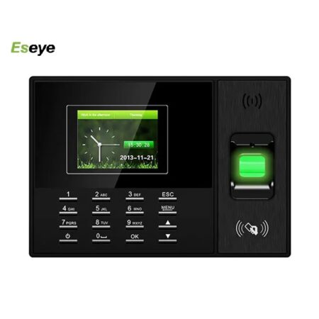 ESEYE 2815T fingerprint time attendance device with color screen and keypad installed in a European office