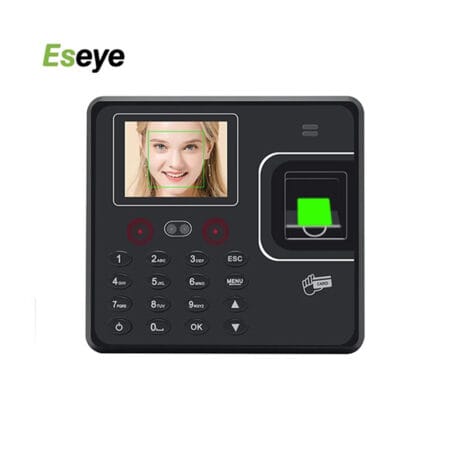 ESEYE F162T biometric time attendance device with LCD screen and keypad on an office wall in Cyprus