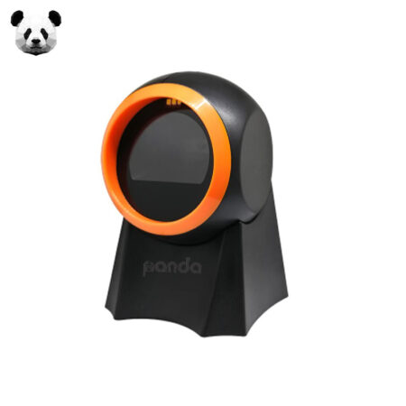 Barcode Panda Omni 2010 scanner in use at a European retail counter in Cyprus, scanning barcodes from paper and mobile screens