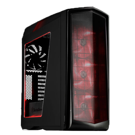 SilverStone PM01 gaming case with LED fans and tempered glass side panel in a European gaming setup